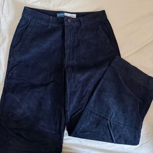 High-Waisted Corduroy Wide-Leg Pants in Navy